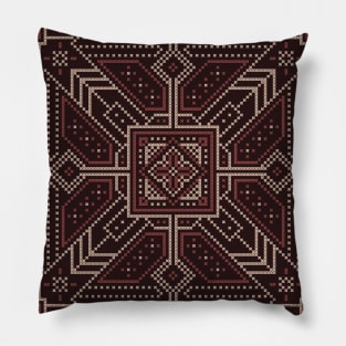 Beige Purple Mosaic Aztec Pattern Indian Mexican Ethnic Pillow