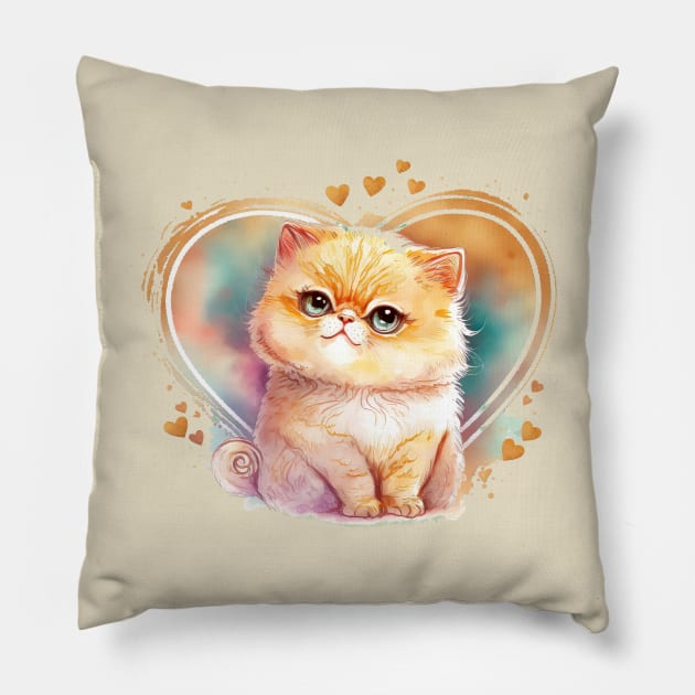 Bundle of love. This persian kitty cat is a purr-fect valentines gift for your loved one Pillow by UmagineArts