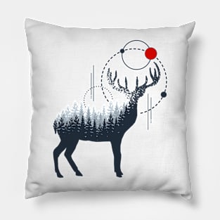 Deer Forest, Abstract Forest, Black Design Pillow