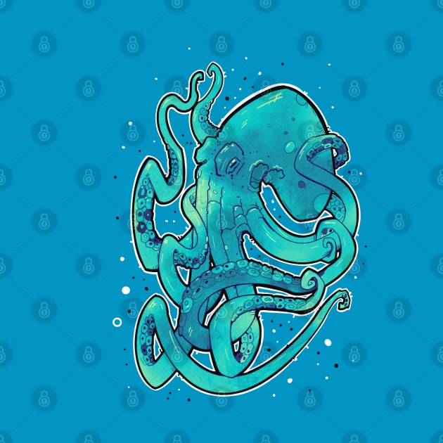 blue green octopus by weilertsen