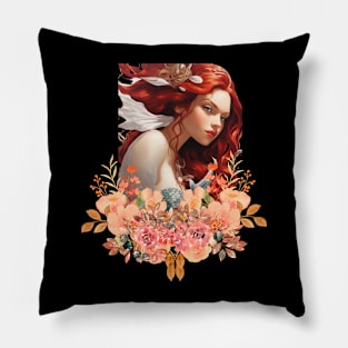 Flowered Redhead Beauty Pillow