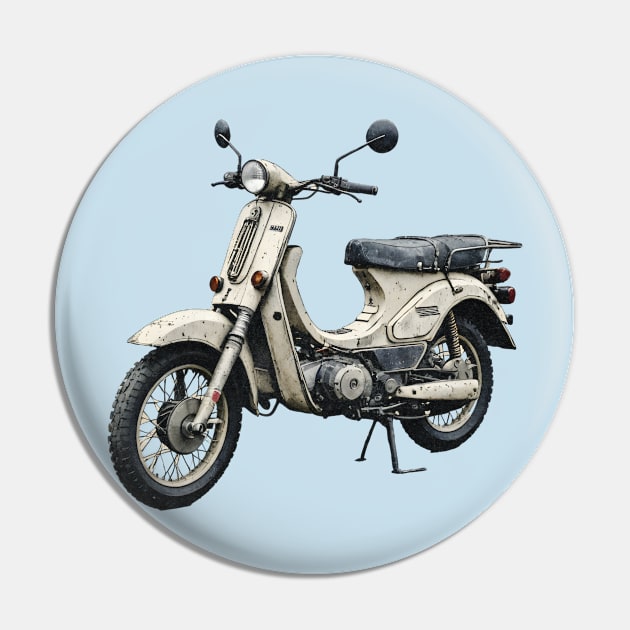 Vintage Moped Vibes Pin by CoffeeBrainNW