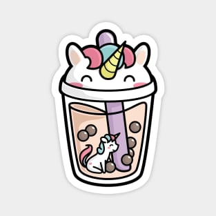 Bubble Tea with Cute Kawaii Unicorn Inside Magnet