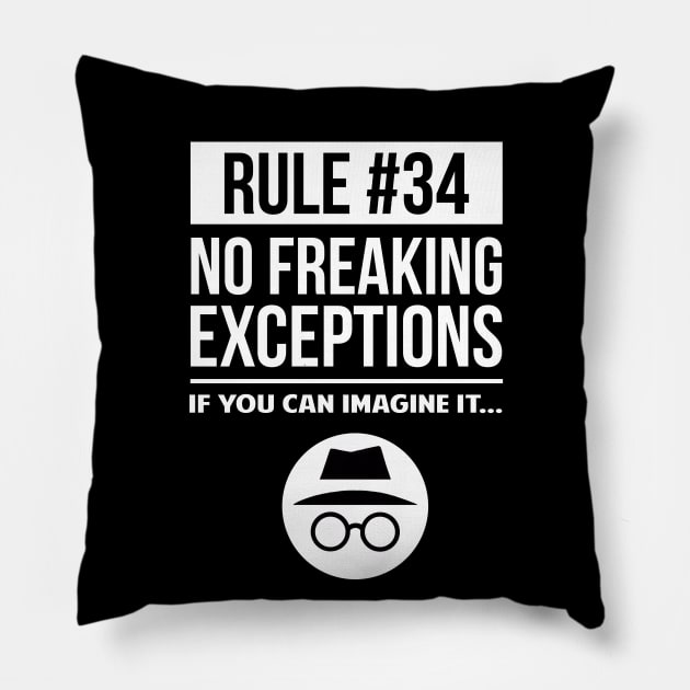 Internet Rules - Rule #34 Meme - Funny Incognito Browser Pillow by BlancaVidal