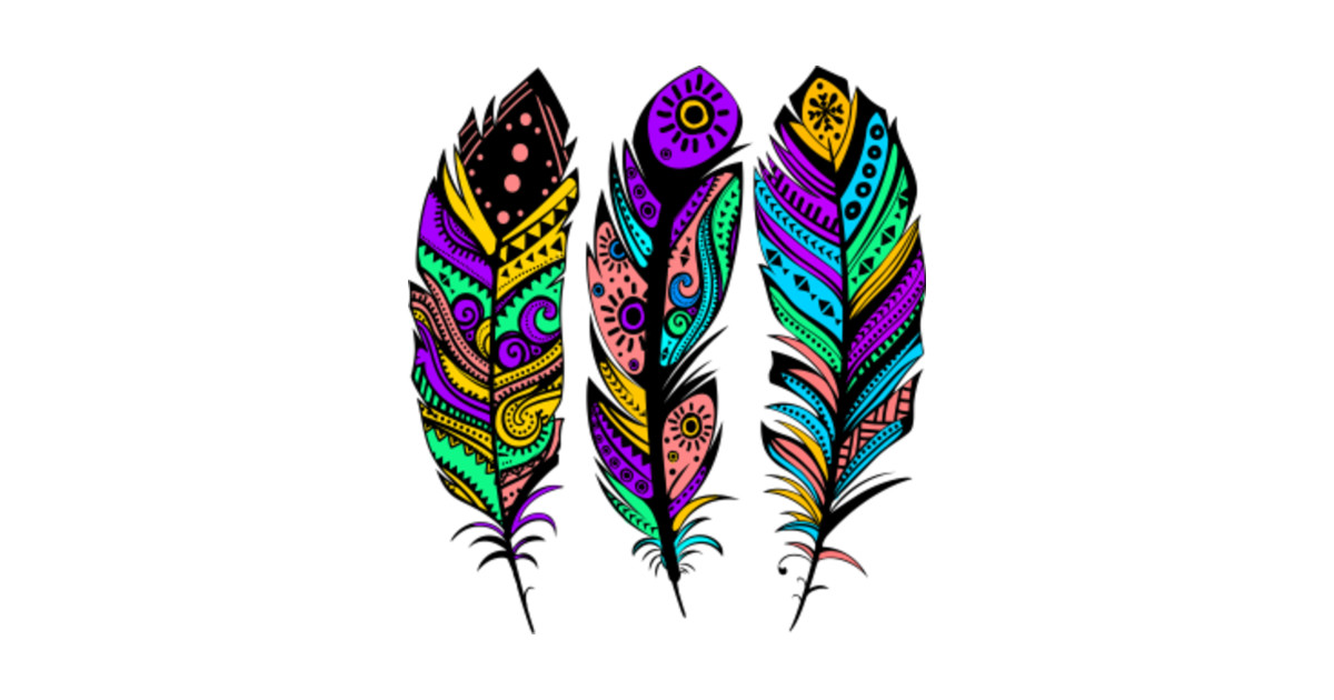 Colorful Tribal Feathers Illustration - Indian - T-Shirt ...