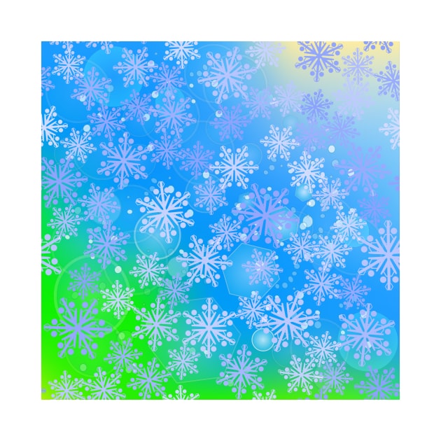 Blue, Green Lights with Snowflakes Pattern by NandanG