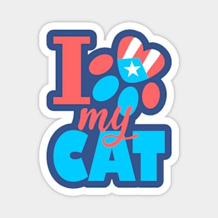 Puerto Rico I Love my Cat Flag Pet Paw Boricua Magnet