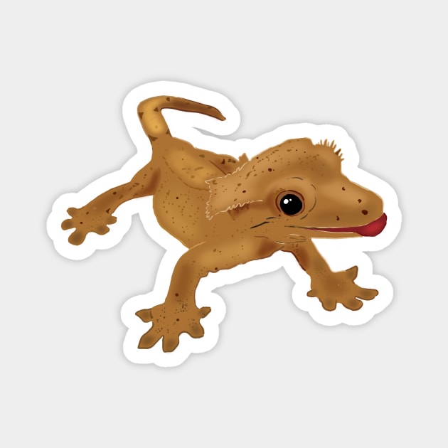 Crested Gecko Painting, Gecko Licking, Cute Gecko Magnet by sockdogs