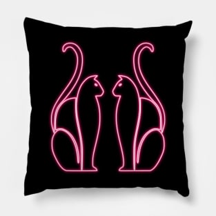 Pink Neon CATS Art Deco Pillow