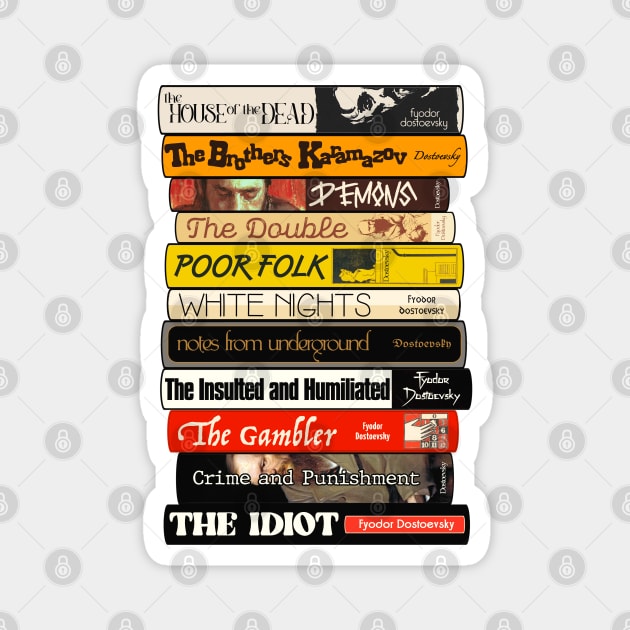 Fyodor Dostoyevsky Books Stack Magnet by darklordpug