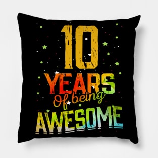 10th Birthday Girl Gift Vintage Retro 10 Years Of Being Awesome Gifts Funny 10 Years Old Boys Kids Pillow