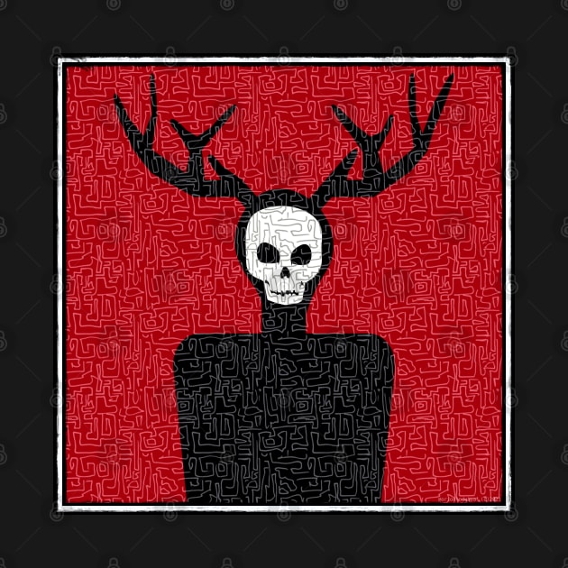 The Maze - Hannibal Wendigo Skull with Antlers Line Art by OrionLodubyal