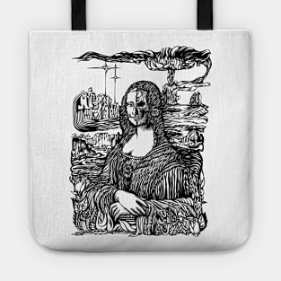 Psychedelic Mona Lisa drawing Tote