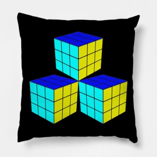 Three Rubik Cubes in a Triangle - Original Colors Pillow