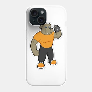 Dog at Fitness with Dumbbell Phone Case