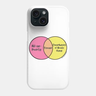 Venn Diagram Teenager Old-age-poverty vs. Consequences of climate change Phone Case