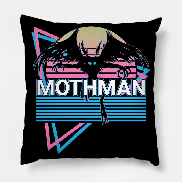 Mothman Cryptozoology Vaporwave Aesthetic Retro Gift Pillow by Alex21