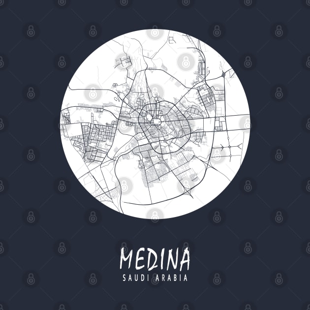 Medina, Saudi Arabia City Map - Full Moon by deMAP Studio