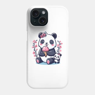 Pandas family eating ice cream Phone Case