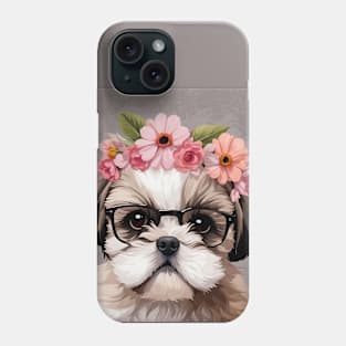 Baby Shih Tzu Puppy Wearing Glasses Phone Case