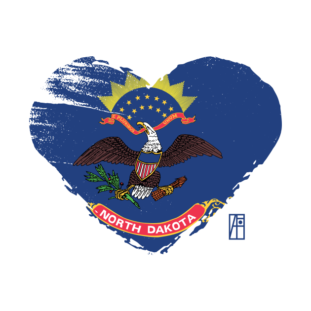 U.S. State - I Love North Dakota - North Dakota Flag by ArtProjectShop