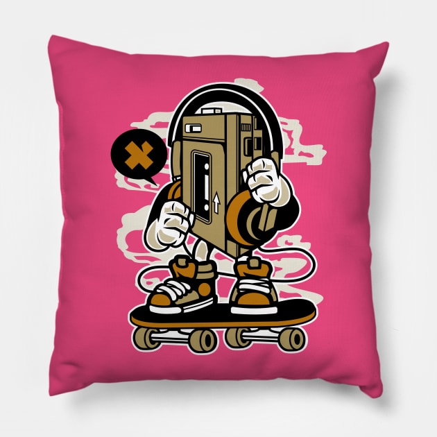 Walkman aka Skateboardman Pillow by Superfunky