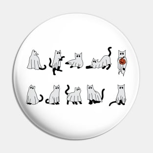 Cute Ghost Cat Funny Halloween Outfit Costumes Pin