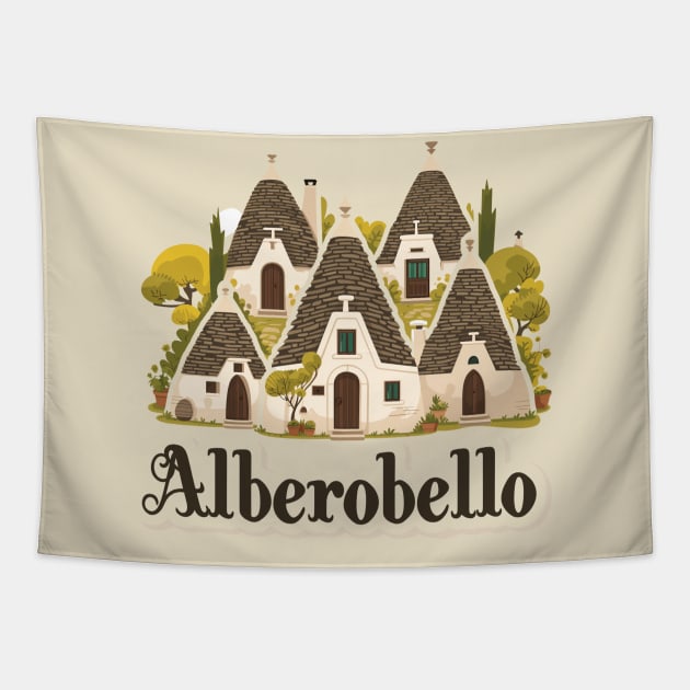 Alberobello Whispers: Trulli of Apulia Tapestry by Visual Arts Oasis