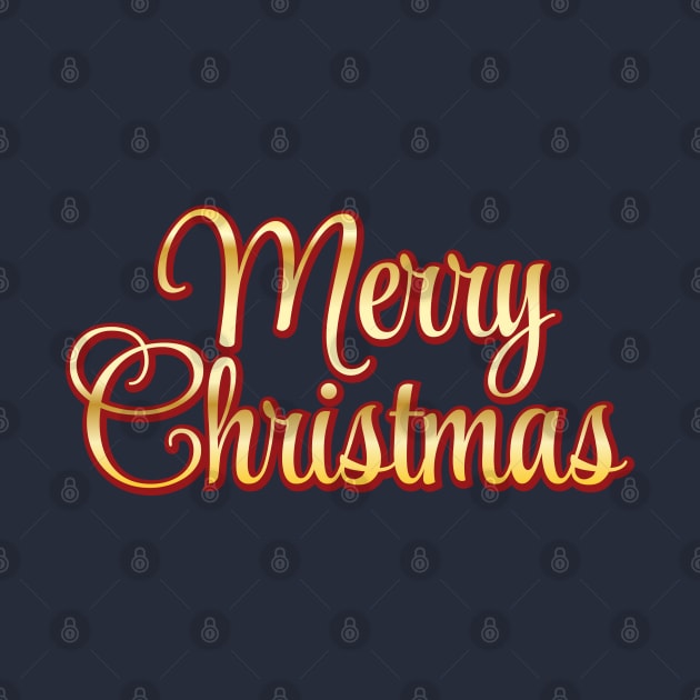 Merry Christmas lettering in red and gold color. by ChrisiMM