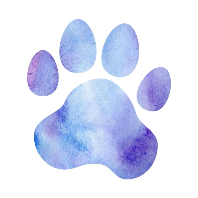 Blue and Purple Paw Print by annmariestowe