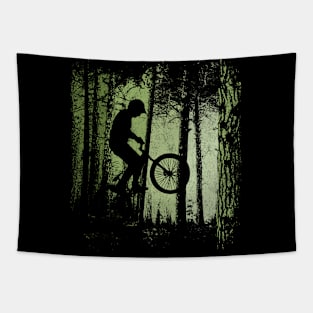 Forest Trail Cyclist BMX Dirtbike Wheelie Tapestry