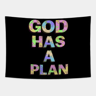 God Has a Plan blue floral T-Shirt Tapestry