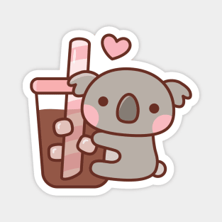 Cute Little Koala Bear Hugging Iced Coffee Magnet