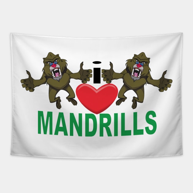 I Heart Mandrills Tapestry by Wickedcartoons