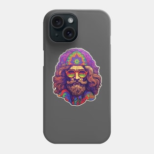 Psychedelic Bearded Man: Pop Art Design with Glowing Colors and Chillwave Style Phone Case