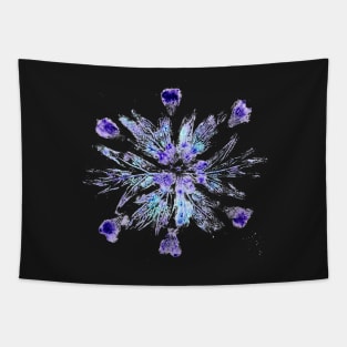 'Snowflake' nature print (black background) Tapestry