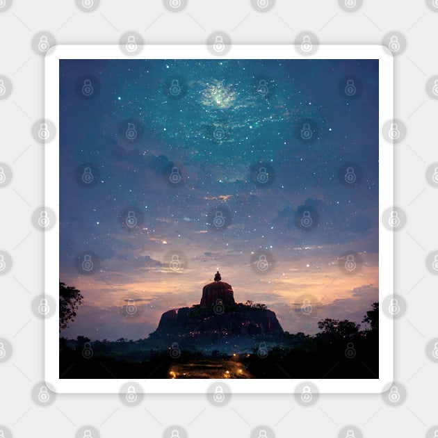 Sri Lanka Rock Fortress Under A Starry Night Sky Magnet by LegitHooligan