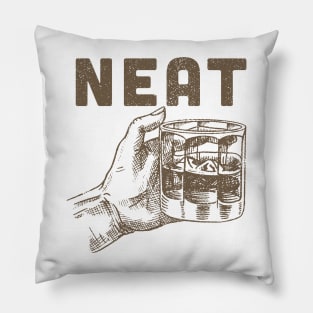 Drink Alcohol Neat, Alcohol lovers, Funny distressed,  Bourbon drinker present, Home bar decor, Gift for him Pillow