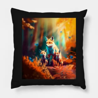 cute fox family Pillow