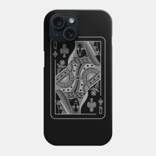 Queen of Clubs Grayscale Phone Case