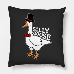 Silly Goose with Top Hat Pillow