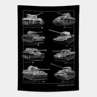 WW2 tanks M4 Sherman T-34 Tiger I Firefly Phanter Tapestry