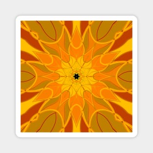 Cartoon Mandala Flower Yellow Orange and Red Magnet