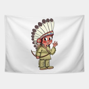 Indian chief with bow and plume on head Tapestry