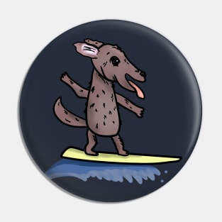 Dog on surfboard Pin