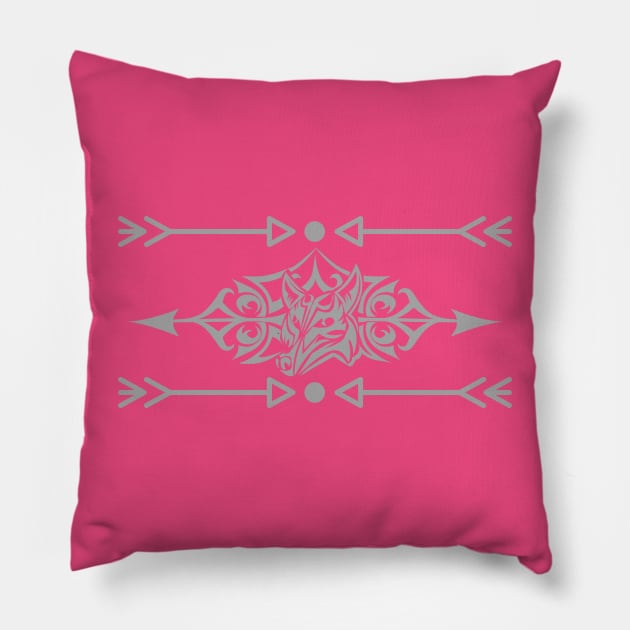 NATIVE TRIBAL INKED TATTOO GREY WOLF SOUTHWESTERN Pillow by KutieKoot T's