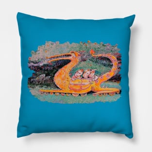 Yellow Dragon Wagon Pillow