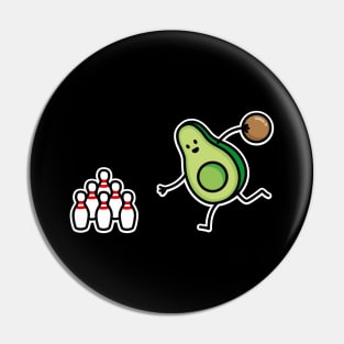 Funny avocado bowling cartoon bowling player gift Pin