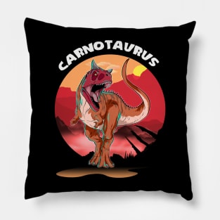 Carnotaurus Dinosaur Design With Background Pillow