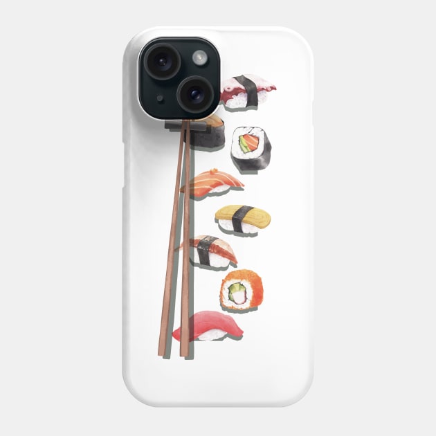 Kawaii Sushi rolls with chopsticks Phone Case by Islanr